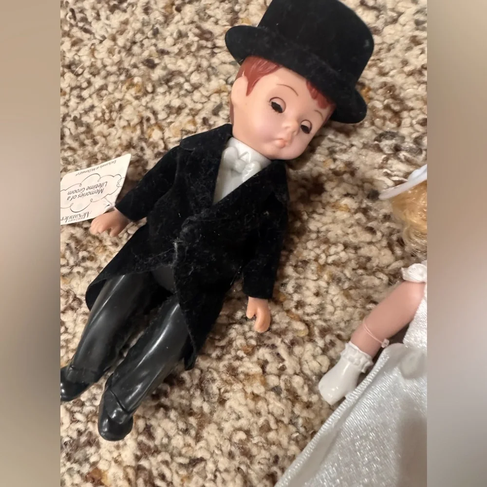 Madame Alexander Bride and Groom Dolls in Black and White Attire